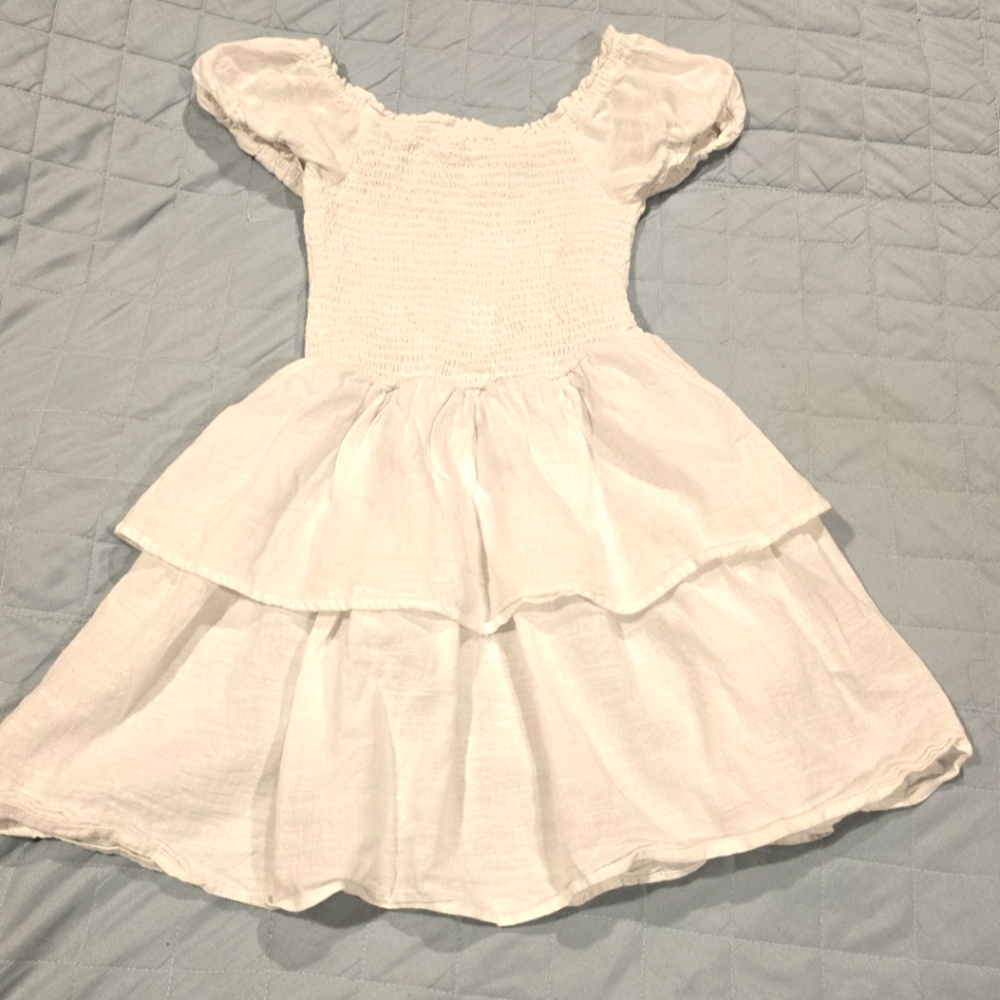 Sweet Pea White Layered Kids Dress